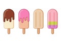 Ice cream, ice lolly and sundae icons. Vector illustration.