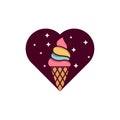 ice cream love heart illustration vector illustrations for your work logo, Ice Cream with Heart Decoration Design Template