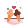 Ice Cream, Love, Travel, Sweet Abstract Flat Color Icon Template