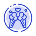 Ice Cream, Love, Travel, Sweet Blue Dotted Line Line Icon