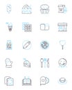 Ice cream maker linear icons set. Churn, Freezer, Creamy, Scoop, Delicious, Treat, Confectiry line vector and concept