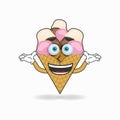 Ice Cream mascot character with a confused expression. vector illustration