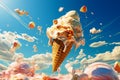 Ice cream melting in the hot sun Royalty Free Stock Photo