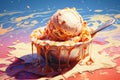 Ice cream melting in the hot sun Royalty Free Stock Photo