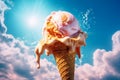 Ice cream melting in the hot sun Royalty Free Stock Photo