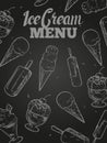 Ice cream menu cover - blackboard ice cream poster Royalty Free Stock Photo