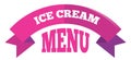 Ice cream menu logo. Decorative ribbon label