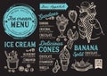 Ice cream menu restaurant, dessert food template.