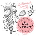 Ice cream menu restaurant, dessert food template. Royalty Free Stock Photo