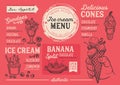 Ice cream menu restaurant, dessert food template. Royalty Free Stock Photo