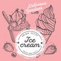 Ice cream menu restaurant, dessert food template. Royalty Free Stock Photo