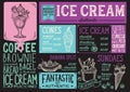 Ice cream menu restaurant, dessert food template. Royalty Free Stock Photo