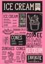 Ice cream menu restaurant, dessert food template. Royalty Free Stock Photo