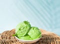 Ice cream with mint leaves in a glass Royalty Free Stock Photo