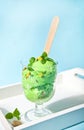 Ice cream with mint leaves in a glass Royalty Free Stock Photo