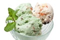 Ice cream with mint leaves in a glass Royalty Free Stock Photo