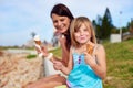 Ice cream mom daughter Royalty Free Stock Photo