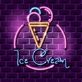 Ice cream neon advertising sign Royalty Free Stock Photo