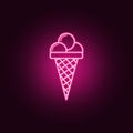 Ice cream neon icon. Elements of fast food set. Simple icon for websites, web design, mobile app, info graphics Royalty Free Stock Photo