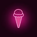 Ice cream neon icon. Elements of fast food set. Simple icon for websites, web design, mobile app, info graphics Royalty Free Stock Photo