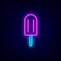Ice cream neon icon. Glowing emblem for candy shop. Summer concept. Night bright signboard. Vector illustration Royalty Free Stock Photo