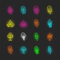 Ice cream neon icon set