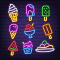 Ice cream neon icons Royalty Free Stock Photo