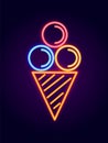 Ice Cream Neon Signboard, Vector Illustration Royalty Free Stock Photo