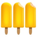 Ice cream orange fruit set on white background for Your business project. Realistic Snacks for ice cream from milk. Ice lolly.