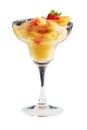 Ice-cream with orange, strawberry and lemon crumb over white background Royalty Free Stock Photo