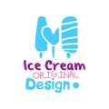 Ice cream original logo, emblem for restaurant, bar, cafe, menu, sweet shop vector Illustration on a white background Royalty Free Stock Photo