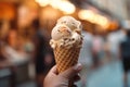 Ice Cream at an Outdoor Marketplace. Generative AI