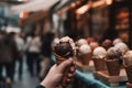 Ice Cream at an Outdoor Marketplace. Generative AI