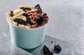 Ice cream parfait with chocolate oreo biscuits Royalty Free Stock Photo