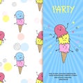 Ice cream party invitation or poster template.