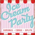 Ice Cream Party Invitation Retro Vintage Rustic