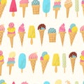 Ice cream pattern. Cute colorful summer seamless background. Royalty Free Stock Photo