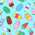 Simple ice cream, eskimo, popsicle seamless pattern