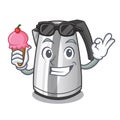 With ice cream plastic electric kettle isolated on cartoon