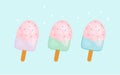 ice cream. popsicle. Lollipop. Favorite summer and winter food. Colorful flat design of ice cream set. Pastel shades Royalty Free Stock Photo