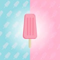 Ice-cream on popsicle stick. Two colored background with small ice-creams Royalty Free Stock Photo