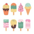 Ice Cream and Popsicle Vector Set Royalty Free Stock Photo