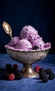 Berry Ice Cream in a Bowl. Generative AI.
