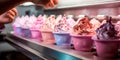 Ice cream production at a dairy shop, selling fresh ice cream . Generative Ai