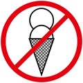Ice cream prohibition sign pictogram.