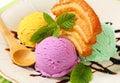 Ice cream with puff pastry biscuit Royalty Free Stock Photo