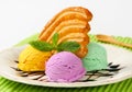 Ice cream with puff pastry biscuit Royalty Free Stock Photo