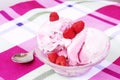 Ice cream with raspberries