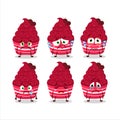 Ice cream raspberry cup cartoon character with sad expression