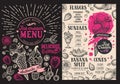 Ice cream restaurant menu. Vector dessert food flyer for bar and